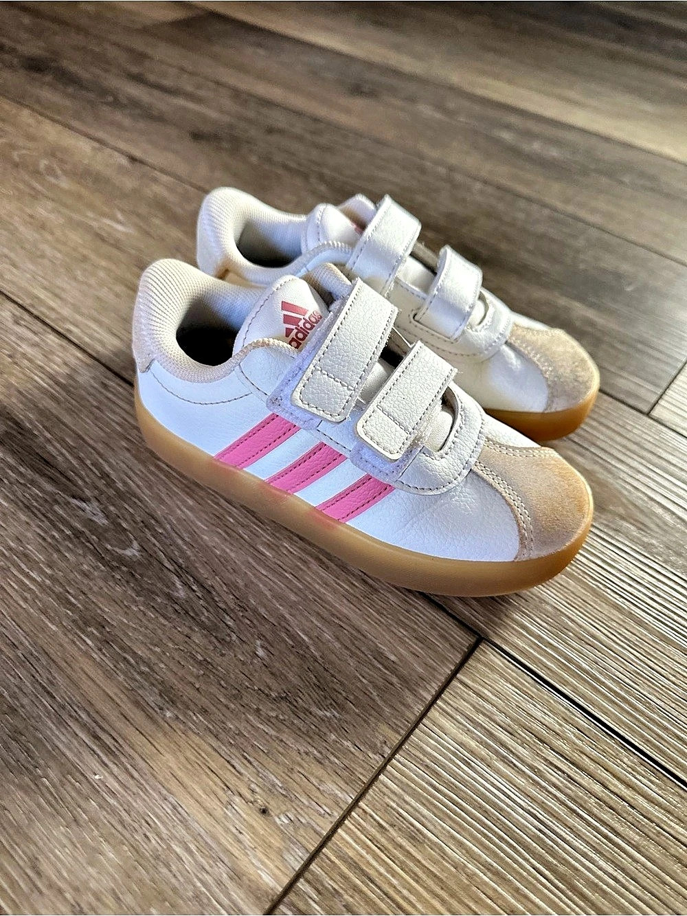 adidas VL Court 3.0 Kids Sneakers White & Pink US 9k